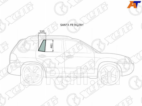 SANTA FE RQ/RH - Стекло двери задней правой (форточка) (XYG) Hyundai Santa Fe Classic (2007-2012) для Hyundai Santa Fe (2007-2012) Classic, XYG, SANTA FE RQ/RH