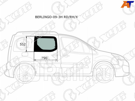BERLINGO-09-3H RD/RH/X - Стекло двери задней правой (XYG) Peugeot Partner 2 (2008-2012) для Peugeot Partner 2 (2008-2012), XYG, BERLINGO-09-3H RD/RH/X