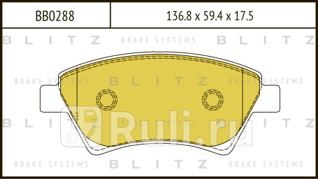 Колодки тормозные дисковые передние renault megane scenic 02- BLITZ BB0288  для прочие, BLITZ, BB0288