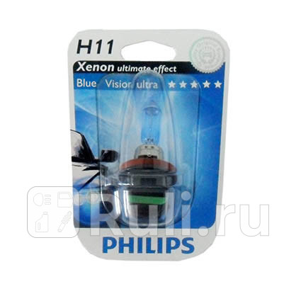 12362BVUB1 - Лампа H11 (55W) PHILIPS Blue Vision Ultra 4000K для Автомобильные лампы, PHILIPS, 12362BVUB1