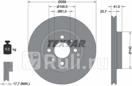 92100903 - Диск тормозной передний (TEXTAR) Renault Sandero (2013-2021) для Renault Sandero (2013-2021), TEXTAR, 92100903