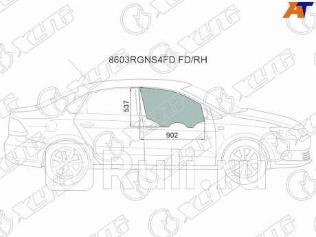 8603RGNS4FD FD/RH - Стекло двери передней правой (XYG) Volkswagen Polo седан рестайлинг (2015-2020) для Volkswagen Polo (2015-2020) седан рестайлинг, XYG, 8603RGNS4FD FD/RH