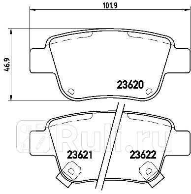 P 83 047 - Колодки тормозные дисковые задние (BREMBO) Toyota Alphard (2008-2014) для Toyota Alphard 2 (2008-2014), BREMBO, P 83 047