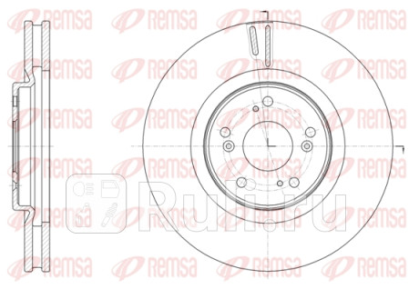 61607.10 - Диск тормозной передний (REMSA) Honda Accord 9 (2012-2018) для Honda Accord 9 CR (2012-2018), REMSA, 61607.10
