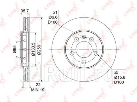 BN-1199 - Диск тормозной передний (LYNXAUTO) Audi A1 8X рестайлинг (2014-2018) для Audi A1 8X (2014-2018) рестайлинг, LYNXAUTO, BN-1199