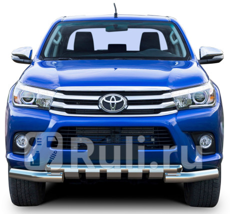 R.5716.003 - Защита переднего бампера d76+d57 с профильной защитой картера (кроме exclusive) (RIVAL) Toyota Hilux (2015-) для Toyota Hilux (2015-2020), RIVAL, R.5716.003