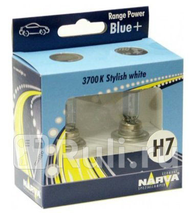 48638 RPB S2 - Лампа H7 (55W) NARVA Range Power Blue 3700K +30% яркости для Автомобильные лампы, NARVA, 48638 RPB S2