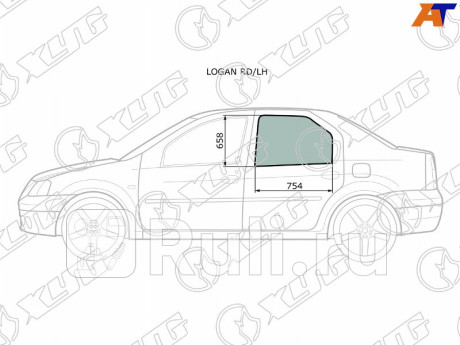 LOGAN RD/LH - Стекло двери задней левой (XYG) Renault Logan 1 (2004-2009) для Renault Logan 1 (2004-2009) Фаза 1, XYG, LOGAN RD/LH
