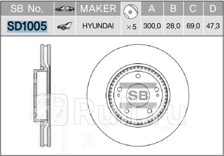 SD1005 - Диск тормозной передний (HI-Q) Hyundai Sonata 4 (1998-2001) для Hyundai Sonata 4 (1998-2001), HI-Q, SD1005