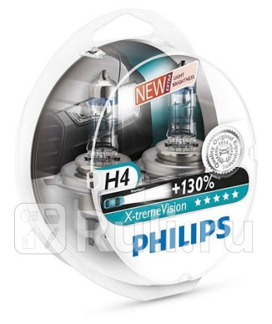 12342 XV+ S2 - Лампа H4 (60/55W) PHILIPS X-treme Vision 3700K +130% яркости для Автомобильные лампы, PHILIPS, 12342 XV+ S2