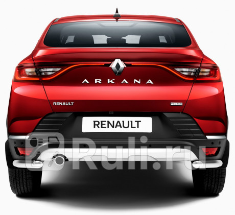 R.4705.006 - Защита заднего бампера d42 уголки (RIVAL) Renault Arkana (2019-2020) для Renault Arkana (2019-2021), RIVAL, R.4705.006
