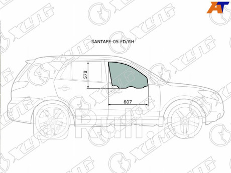 SANTAFE-05 FD/RH - Стекло двери передней правой (XYG) Hyundai Santa Fe 2 (2006-2012) для Hyundai Santa Fe 2 (2006-2012), XYG, SANTAFE-05 FD/RH