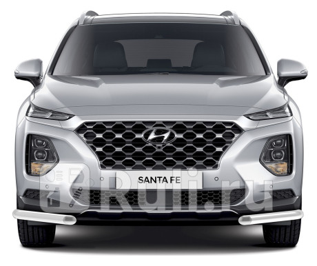 R.2312.002 - Защита переднего бампера d57 уголки (RIVAL) Hyundai Santa Fe 4 (2018-2020) для Hyundai Santa Fe 4 (2018-2021), RIVAL, R.2312.002