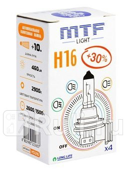 HS1216 - Лампа H16 (19W) MTF Standart 3000K +30% яркости для Автомобильные лампы, MTF, HS1216