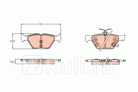 GDB3639 - Колодки тормозные дисковые задние (TRW) Subaru Outback BS (2014-2019) для Subaru Outback BS (2014-2021), TRW, GDB3639